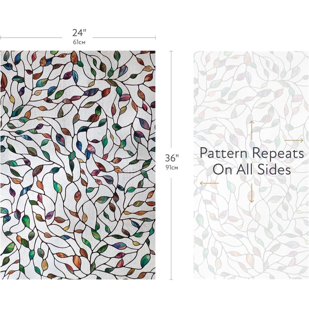 Artscape New Leaf | Privacy Window Film with Vibrant Colored Pattern | Non-Ad